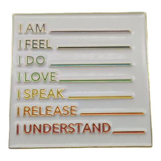 "Write Your Vision" Chakra Affirmation Pin (Collabo with Manifesting Hues)